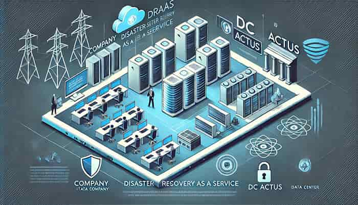 Ilustracja usługi DRaaS Actus (Disaster Recovery As A Service) dla odbudowy inrastruktury po awarii lub ataku Ransomware